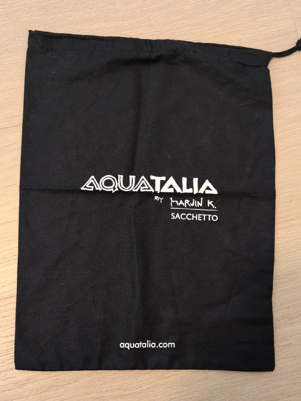 Aquatalia Black Drawstring Sacchetto Dust Bag with Logo